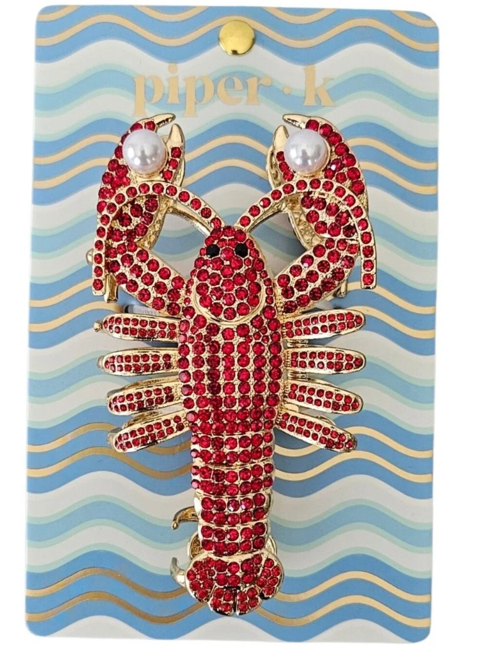 Piper K NWT Red Rhinestone Lobster Claw Hair Clip – Coastal Glam Statement Acces